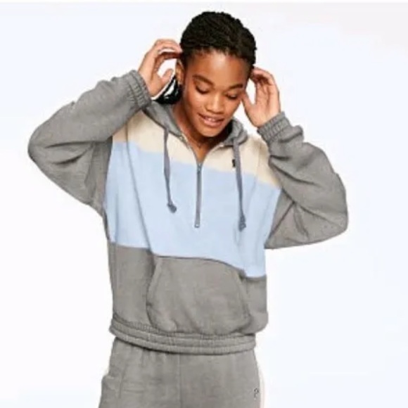 Victoria's Secret PINK Campus Colorblock Quarter Zip Pullover Size Xsmall - Picture 7 of 8